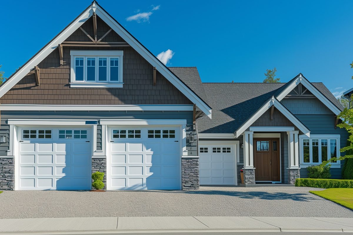 Elegant home with modern siding and a sleek garage, reflecting the craftsmanship of Bayside Builders Group, a Bay Area construction and remodeling expert.